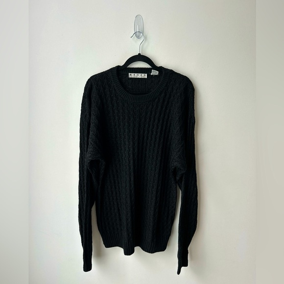 Vintage Fenn Wright Mason Womens Chunky Sweater Large Ramie Cotton black - Picture 1 of 12